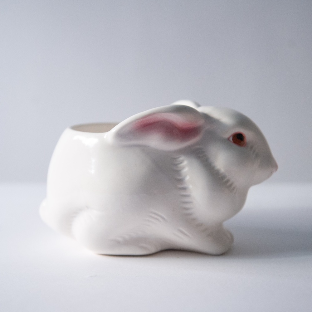 Avon Hand Painted Bunny Ceramic Planter Candle Holder w/ Box | Made in Brazil - Picture 6 of 12